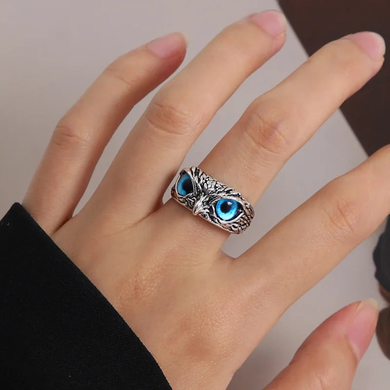 Owl Ring Worn With Neutral Outfit